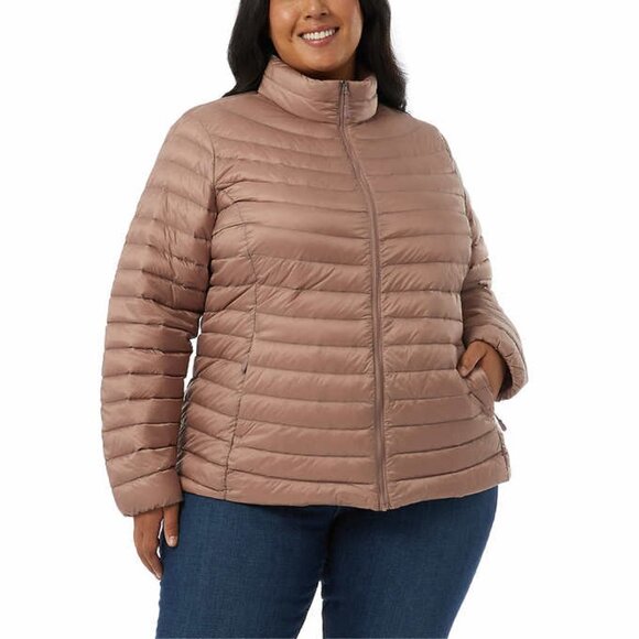 32 Degrees Womens Down Jacket Metallic Taupe Plus Sizes NWT - Picture 2 of 5